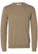 Thumbnail Pull en coton beige uni avec une coupe droite et des manches longues