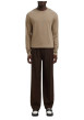 Thumbnail Pull en coton beige uni avec une coupe droite et des manches longues - Image 3