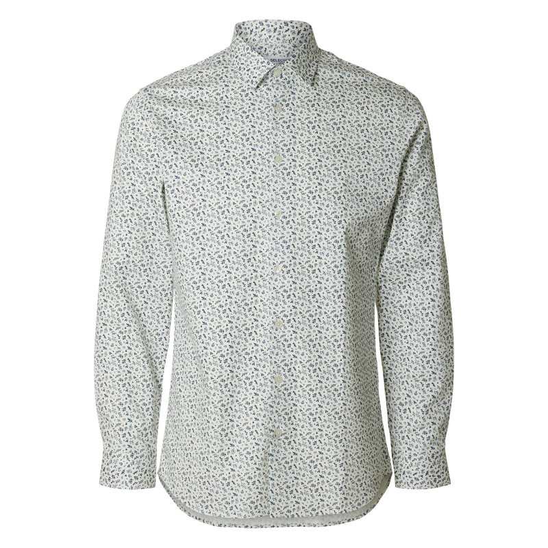 Selected Homme - Chemise Ciel à Motifs Avec Une Coupe Ajustée Et Des Manches Longues - Bleu Clair