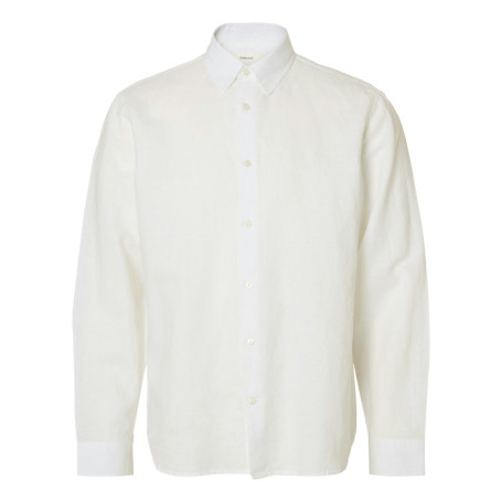 Chemise en lin et coton blanche uni avec une...