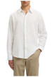 Thumbnail Chemise en lin et coton blanche uni avec une coupe ajustée et un col boutonné - Image 2