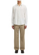 Thumbnail Chemise en lin et coton blanche uni avec une coupe ajustée et un col boutonné - Image 3