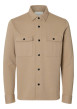Thumbnail Surchemise beige uni avec un col boutonné et des manches longues