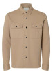 Thumbnail Surchemise beige uni avec un col boutonné et des manches longues