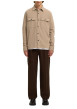 Thumbnail Surchemise beige uni avec un col boutonné et des manches longues - Image 3