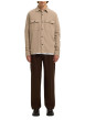 Thumbnail Surchemise beige uni avec un col boutonné et des manches longues - Image 3