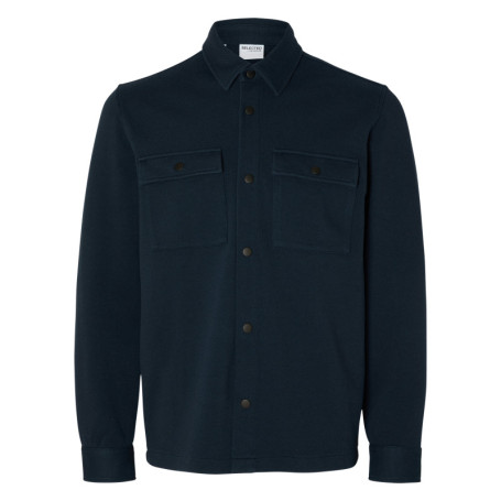 Surchemise marine uni avec un col boutonné et...