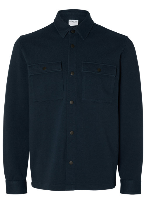 Surchemise marine uni avec un col boutonné et...