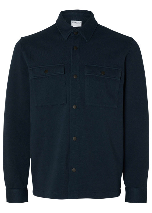 Surchemise marine uni avec un col boutonné et...