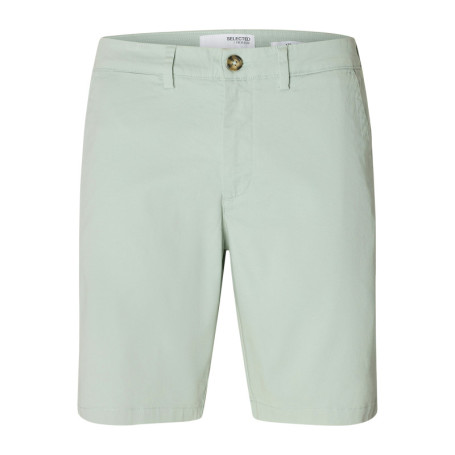 Short Chino en coton biologique vert d'eau uni...