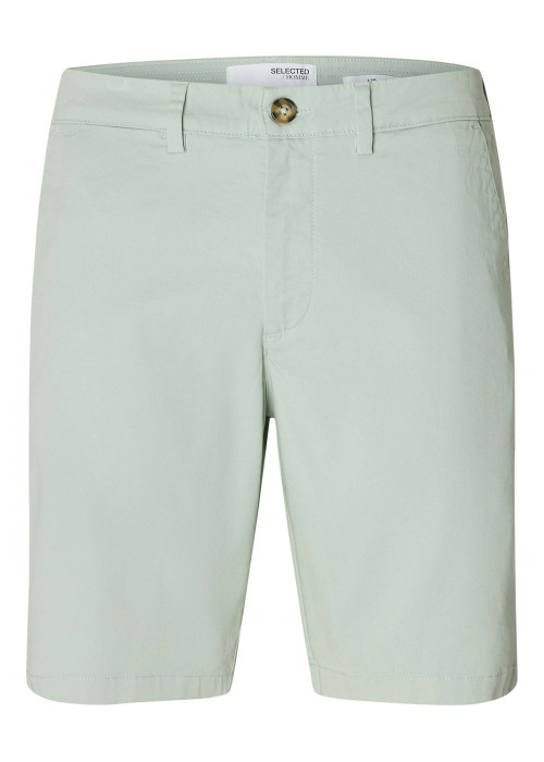 Short Chino en coton biologique vert d'eau uni avec une coupe droite