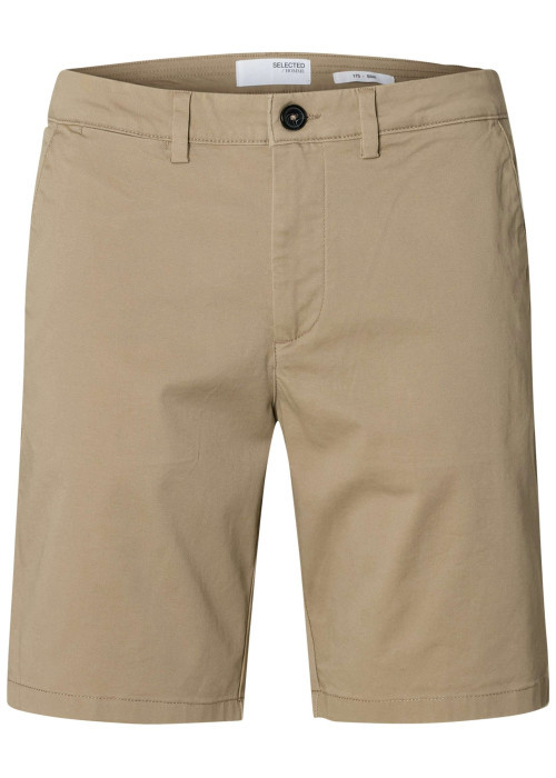 Short Chino en coton biologique beige uni avec une coupe droite