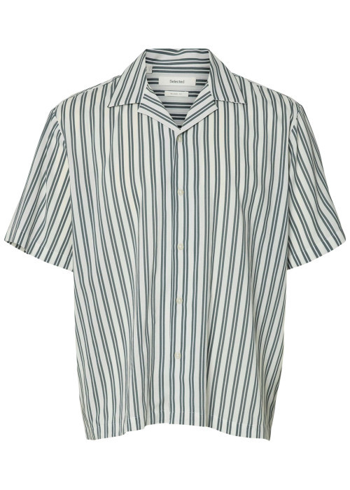 Chemise vert uni avec une coupe droite et des manches courtes