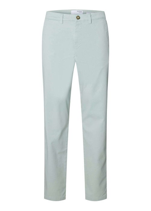 Pantalon Chino en coton biologique vert uni avec une coupe slim