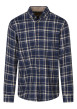 Thumbnail Chemise en coton bleue à carreaux avec une coupe droite et un col à rabats