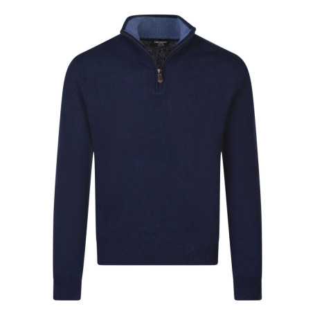Pull Lambswool en laine bleu marine en maille...