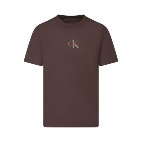 T-shirt en coton brun uni avec un imprimé sur...