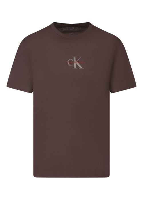 T-shirt en coton brun uni avec un imprimé sur...
