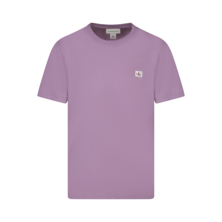 T-shirt en coton rose uni avec une coupe droite...