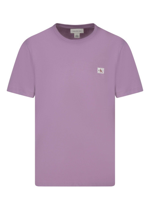 T-shirt en coton rose uni avec une coupe droite et un col rond