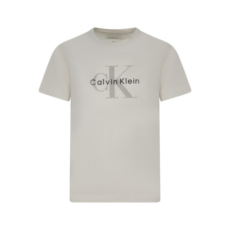 T-shirt en coton écru uni avec une coupe droite...