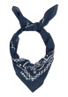Thumbnail Foulard carré en coton marine orné d'un motif cachemire contrasté