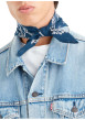 Thumbnail Foulard carré en coton marine orné d'un motif cachemire contrasté - Image 3