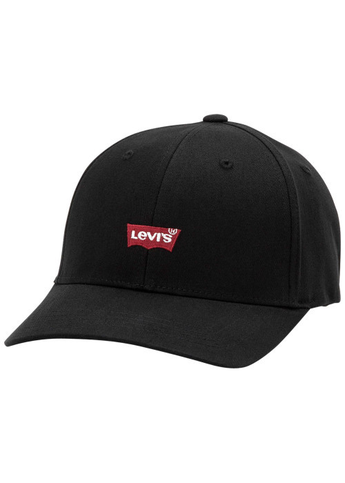 Casquette en coton noire pourvue d'oeillets d'aération et du nom de la marque