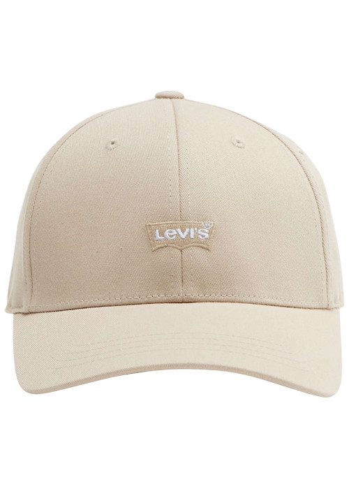 Casquette en coton beige pourvue d'oeillets d'aération et du nom de la marque