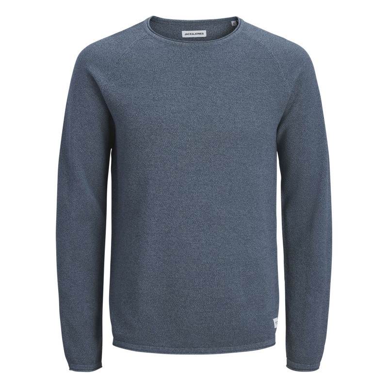 Premium By Jack & Jones - Pull En Coton Biologique Bleu Uni Avec Une Coupe Droite Et Un Col Montant - Bleu Premium By Jack & Jones - Pull En Coton Biologique Bleu Uni Avec Une Coupe Droite Et Un Col Montant - Bleu