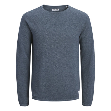 Pull en coton biologique bleu uni avec une...
