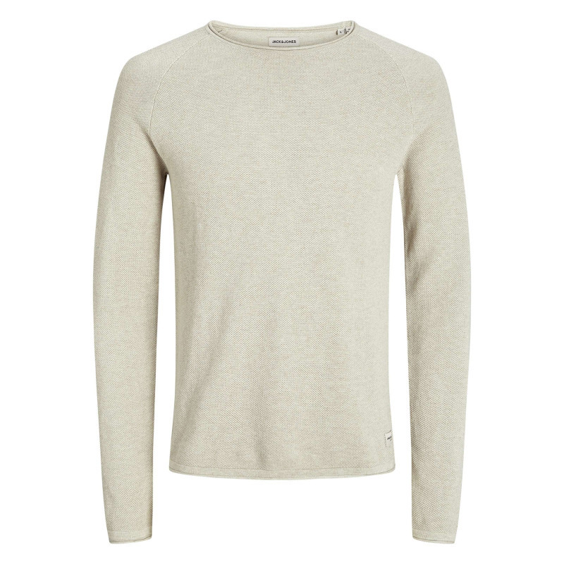 Premium By Jack & Jones - Pull En Coton Biologique Beige Uni Avec Une Coupe Droite Et Un Col Montant - Beige Premium By Jack & Jones - Pull En Coton Biologique Beige Uni Avec Une Coupe Droite Et Un Col Montant - Beige