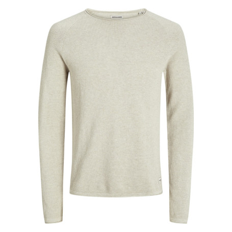 Pull en coton biologique beige uni avec une...