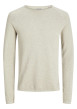 Thumbnail Pull en coton biologique beige uni avec une coupe droite et un col montant