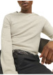 Thumbnail Pull en coton biologique beige uni avec une coupe droite et un col montant - Image 8
