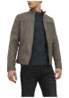 Thumbnail Blouson taupe uni effet daim avec une coupe droite et 3 poches zippées - Image 2