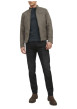 Thumbnail Blouson taupe uni effet daim avec une coupe droite et 3 poches zippées - Image 3