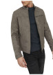 Thumbnail Blouson taupe uni effet daim avec une coupe droite et 3 poches zippées - Image 6