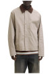 Thumbnail Blouson en coton beige uni avec un col à revers contrasté en velours - Image 2
