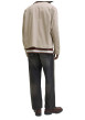 Thumbnail Blouson en coton beige uni avec un col à revers contrasté en velours - Image 4