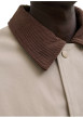 Thumbnail Blouson en coton beige uni avec un col à revers contrasté en velours - Image 6