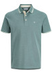 Thumbnail Polo en coton biologique bleu vert uni avec une coupe slim et un col à revers