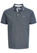 Thumbnail Polo en coton biologique bleu gris uni avec une coupe slim et un col à revers