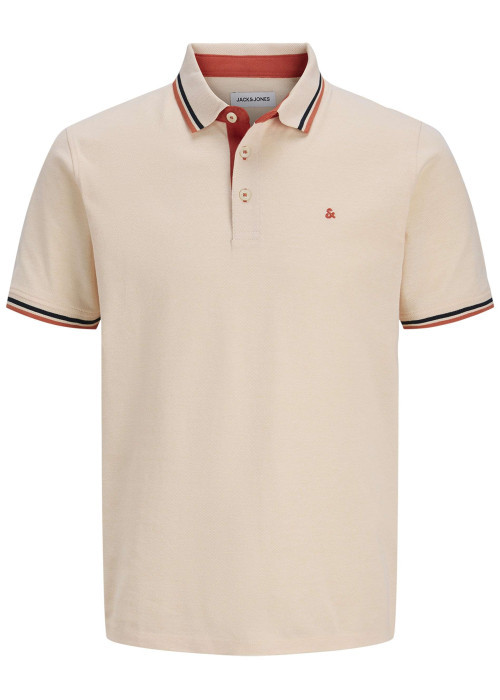 Polo en coton biologique corail uni avec une coupe slim et un col à revers