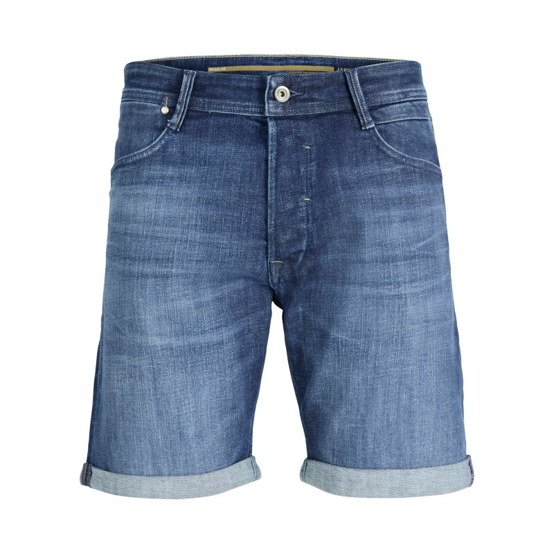 Premium By Jack & Jones - Short En Coton Indigo Délavé Avec Une Coupe Droite Et 5 Poches - Bleu Foncé