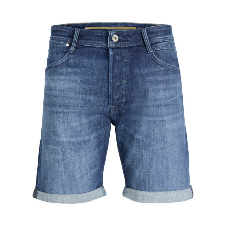 Short en coton indigo délavé avec une coupe...
