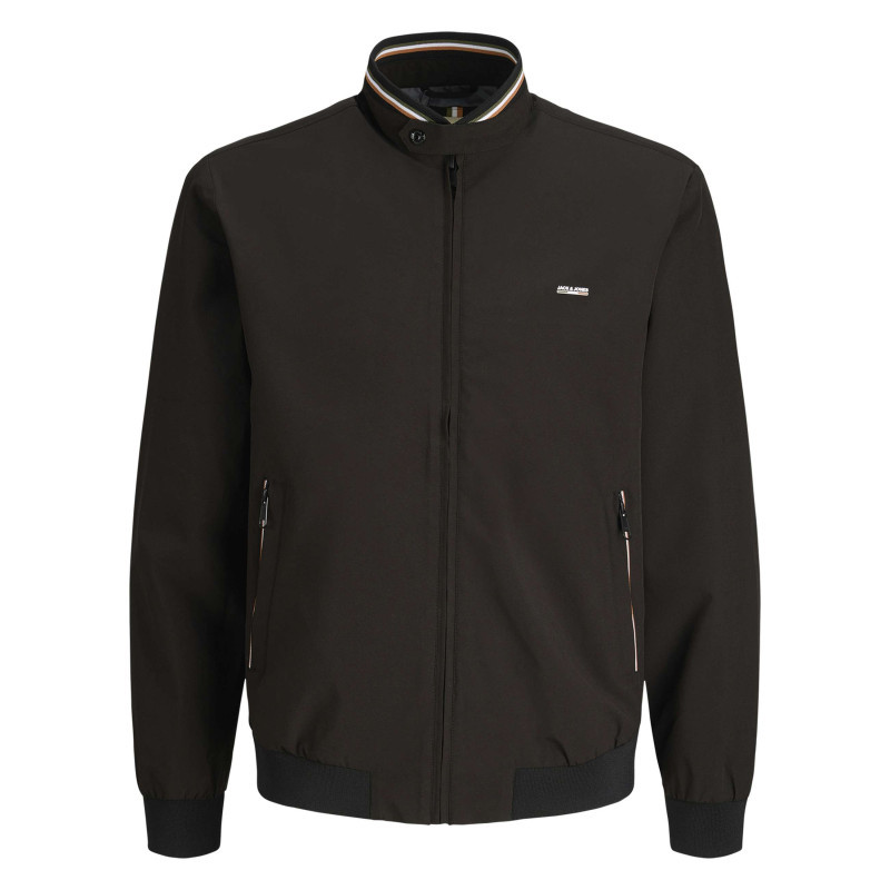 Premium By Jack & Jones - Bomber Noir Uni Avec Des Manches Longues Et Pourvu D'un Col Boutonné - Noir