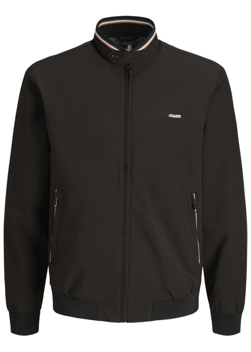 Bomber noir uni avec des manches longues et pourvu d'un col boutonné