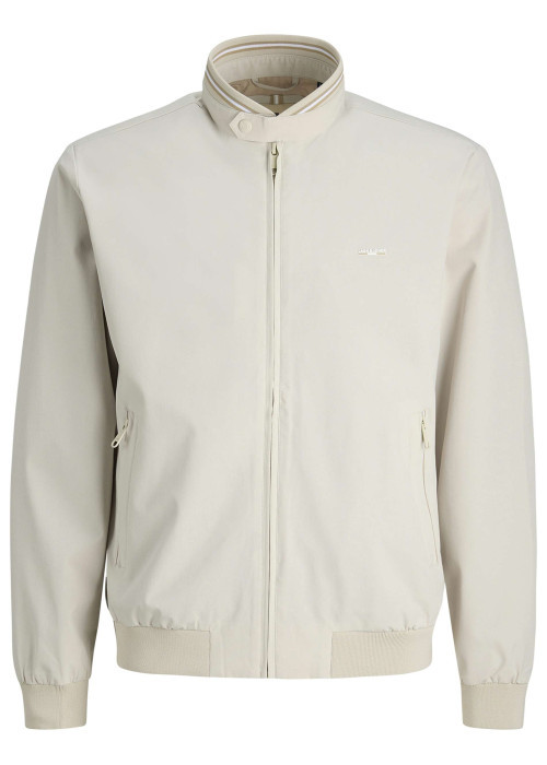 Bomber écru uni avec des manches longues et pourvu d'un col boutonné