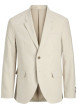 Thumbnail Veste blazer de costume en coton et lin mélangé beige uni avec une coupe slim